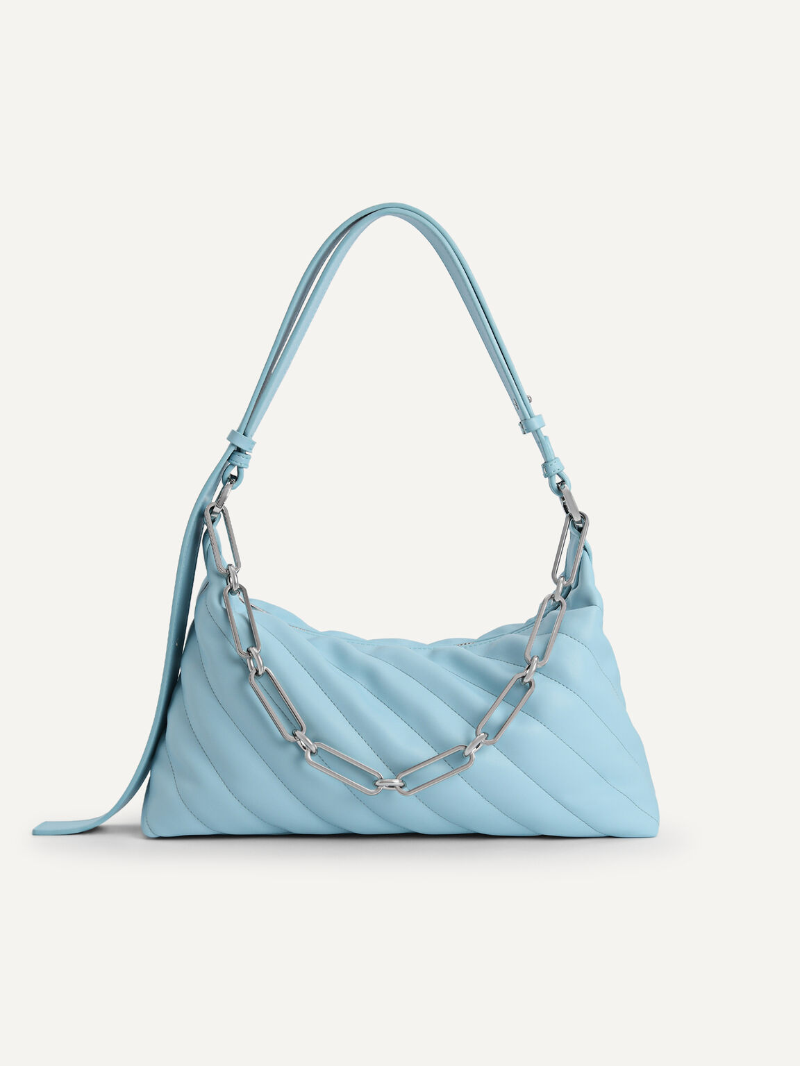Pedro Quilted Shoulder Bag with Chain - Light Blue