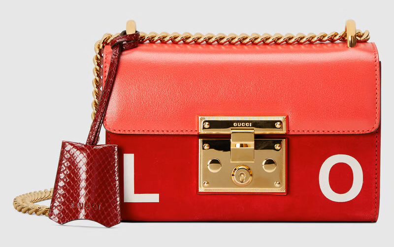 Túi Gucci Valentine's Day small Padlock bag in red leather