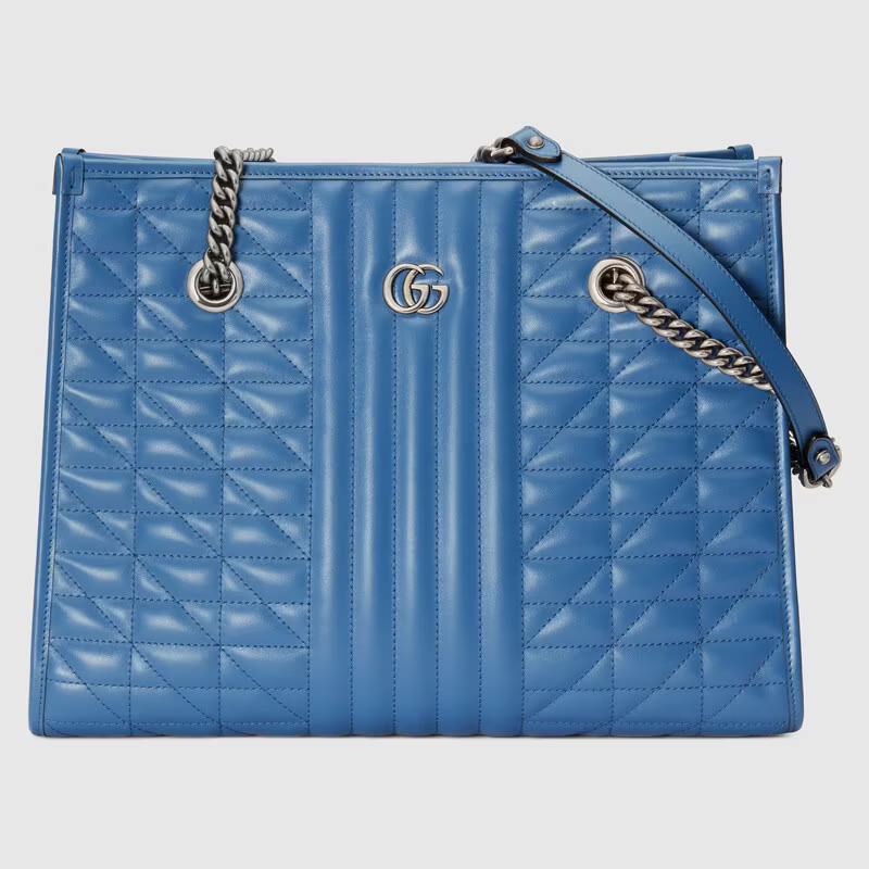 Gucci GG Marmont medium matelassé tote in blue