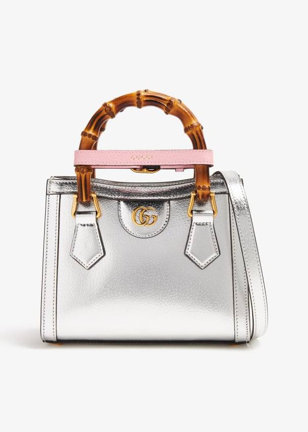 Gucci Diana mini tote bag in silver leather