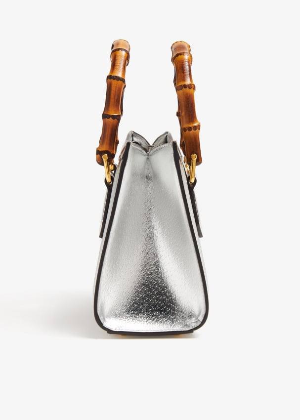 Gucci Diana mini tote bag in silver leather
